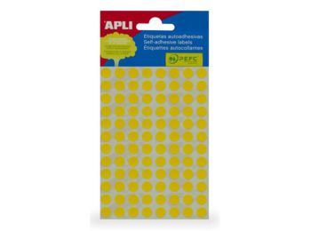 Etikett, 8 mm kör, kézzel írható, színes, APLI, sárga, 288 etikett/csomag (LCA2044)
