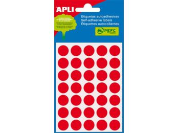 Etikett, 13 mm kör, kézzel írható, színes, APLI, piros,