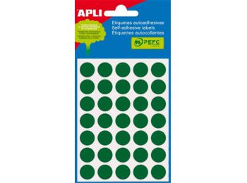 Etikett, 13 mm kör, kézzel írható, színes, APLI, zöld 175 etikett/csomag (LCA2058)
