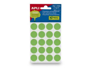 Etikett, 19 mm kör, kézzel írható, színes, APLI, zöld 100 etikett/csomag (LCA2066)