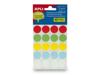 Etikett, 19 mm kör, kézzel írható, színes, APLI, vegyes