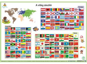 Könyökalátét, kétoldalas, A3, STIEFEL Világ zászlói 