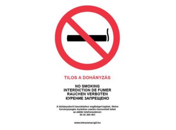 Információs matrica, 4 nyelven, Tilos a dohányzás (LUIN0