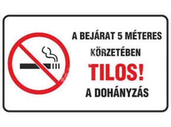 Információs matrica, A bejárat 5 méteres körzetében tilos a dohányzás (LUIN03)