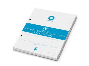 Gyűrűs könyv betét, A5, kockás, 50 lap, BOXER, fehér (