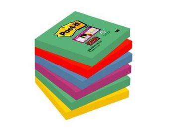 Öntapadó jegyzettömb, 76x76 mm, 6x90 lap, 3M POSTIT, Supe