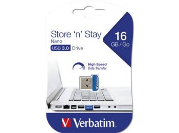 Pendrive, 16GB, USB 3.0, 80/25MB/sec, VERBATIM NANO STORE ´N´ STAY (UV16GNS)