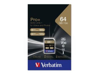 Memóriakártya, SDXC, 64GB, CL10/U3, 90/80 MB/sec, VERBATIM