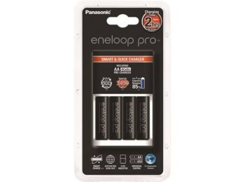 Elemtöltő, AA ceruza, 4x2500 mAh AA, gyorstöltő, PANASONIC Eneloop PRO (ELTL02)