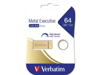 Pendrive, 64GB, USB 3.0,  VERBATIM Executive Metal arany (U