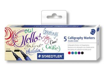 Kalligrafikus marker készlet, kétvégű, 5 különböző szín (TS3002C5)