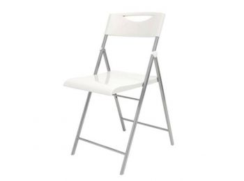 Összecsukható szék, fém és műanyag, ALBA Smile, fehér