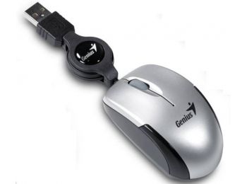 Egér, vezetékes, optikai, kisméret, USB, GENIUS Micro Traveler, ezüst (GEEMTS)