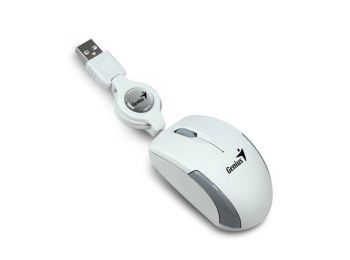 Egér, vezetékes, optikai, kisméret, USB, GENIUS Micro Traveler fehér (GEEMTW)