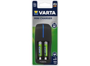 Elemtöltő, AA ceruza/AAA mikro, 2x800 mAh AAA, VARTA Mini (VTL12)