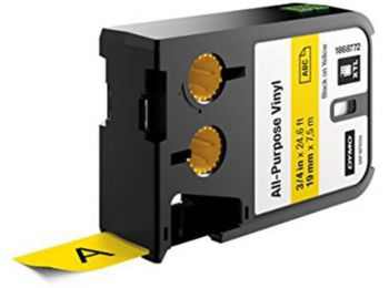 Feliratozógép szalag, vinil, 19 mm x 7 m, DYMO XTL, sárga