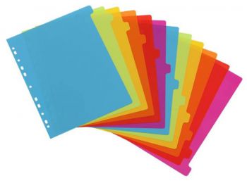 Regiszter, műanyag, A4 Maxi, 12 részes, VIQUEL, Happy Fluo