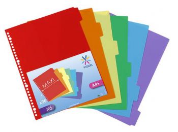 Regiszter, műanyag, A4 Maxi, 6 részes, VIQUEL (IV153587)