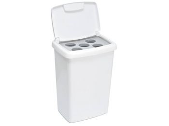 Pohárgyűjtő szemetes, 50 l, műanyag, VEPA BINS, fehér (