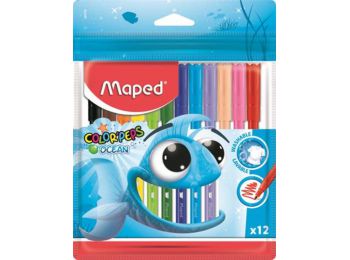 Filctoll készlet, 2 mm, kimosható, MAPED Color`Peps Ocean, 12 különböző szín (IMA845720)