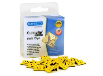 Utántöltő kapcsok, 100 db-os, RAPESCO, Supaclip, smile (I