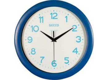 Falióra, 28,5 cm,  kék keretes, kék számokkal, SECCO Sweep second (DFA029)
