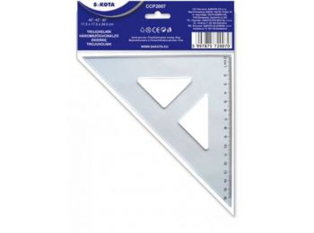 Háromszög vonalzó, műanyag, 45°, 16 cm, SAKOTA (ISKE160