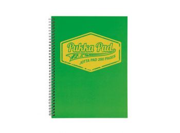 Spirálfüzet, A4, vonalas, 100 lap, PUKKA PAD Neon, zöld (