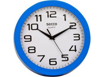Falióra, 24,5 cm, kék keretes, SECCO Sweep second (DFA032)