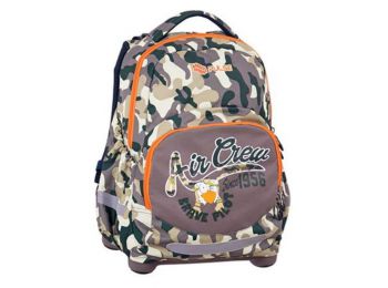 Iskolatáska, anatómiai, PULSE Air Crew, szürke-zöld (PLS