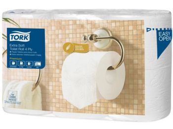 Toalettpapír, T4 rendszer, 4 rétegű, 11,8 cm átmérő, Premium, TORK Extra Soft, fehér (KHH490)