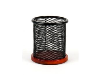 Írószertartó, fémhálós, VICTORIA, Wood, fekete (IVIC19