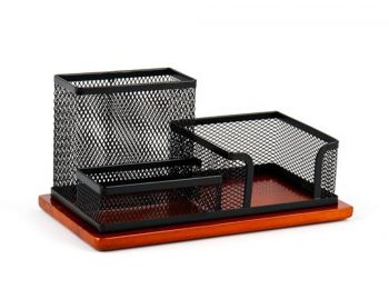 Asztali rendező, fémhálós, 3 részes, VICTORIA, Wood, fe