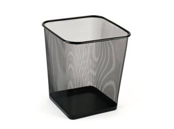 Papírkosár, fémhálós, szögletes, VICTORIA, fekete (IVI