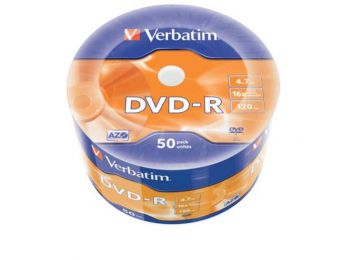 DVD-R lemez, 4,7GB, 16x, zsugor csomaglás, VERBATIM (DVDV-16Z50)