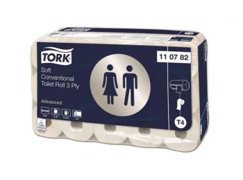 Toalettpapír, T4 rendszer, 3 rétegű, 12,5 cm átmérő, Advanced, TORK, fehér (KHH535)