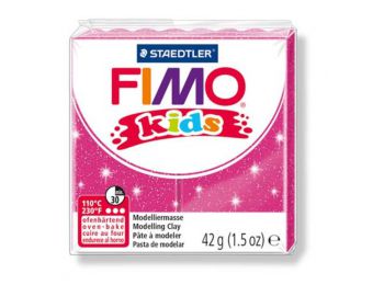 Gyurma, 42 g, égethető, FIMO Kids, glitteres rózsaszín (