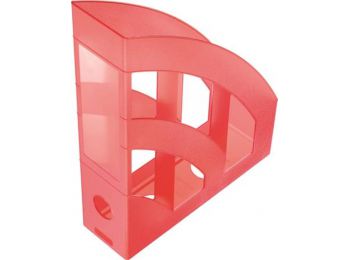 Iratpapucs, műanyag, 78 mm, HELIT Economy, áttetsző piros