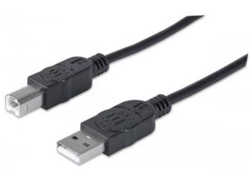 USB 2.0 nyomtató kábel, 3 m, MANHATTAN, fekete (KMA333382)