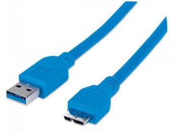 USB kábel, USB 3.0 - microB, 2 m, MANHATTAN, kék (KMA32542