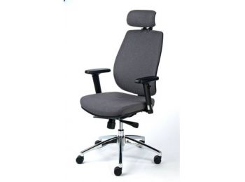 Irodai szék, állítható karfával, szürke szövetborítás, alumínium  lábkereszt, MAYAH Grace (BBSZVV33)