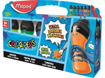 Tempera, palackos, 6x75 ml, ultra-washable, MAPED, másodlag