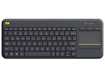 Billentyűzet, vezeték nélküli, beépített egérpad, LOG