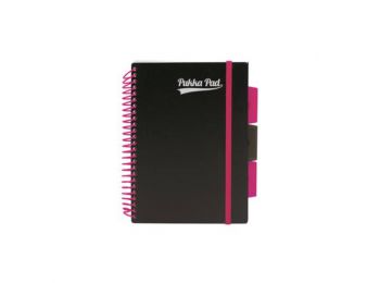 Spirálfüzet, A5, vonalas, 100 lap, PUKKA PAD, Neon black project book (PUPN7665V)
