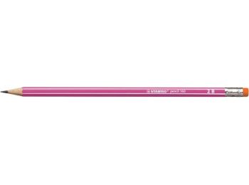 Grafitceruza radírral, 2B, hatszögletű, STABILO Pencil 160, rózsaszín (TST2160012B)