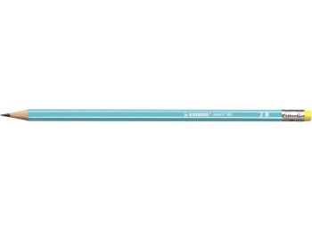 Grafitceruza radírral, 2B, hatszögletű, STABILO Pencil 160, kék (TST2160022B)