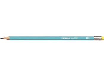 Grafitceruza radírral, HB, hatszögletű, STABILO Pencil 160, kék (TST216002HB)