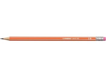Grafitceruza radírral, 2B, hatszögletű, STABILO Pencil 160, narancs (TST2160032B)
