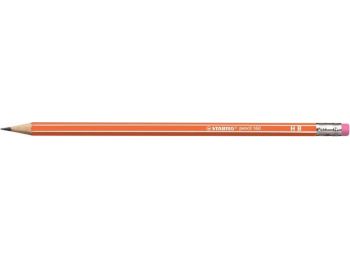 Grafitceruza radírral, HB, hatszögletű, STABILO Pencil 160, narancs (TST216003HB)