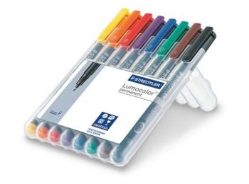 Alkoholos marker készlet, OHP, 0,6 mm, STAEDTLER Lumocolor 318 F, 8 különböző szín (TS318WP8)